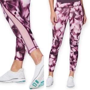 Lululemon Wunder Under High Rise Leggings Blossom Purple White Size 4